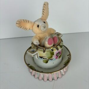 Vintage Assemblage/Hand-painted China/Tin/Bunny-Easter/Spring